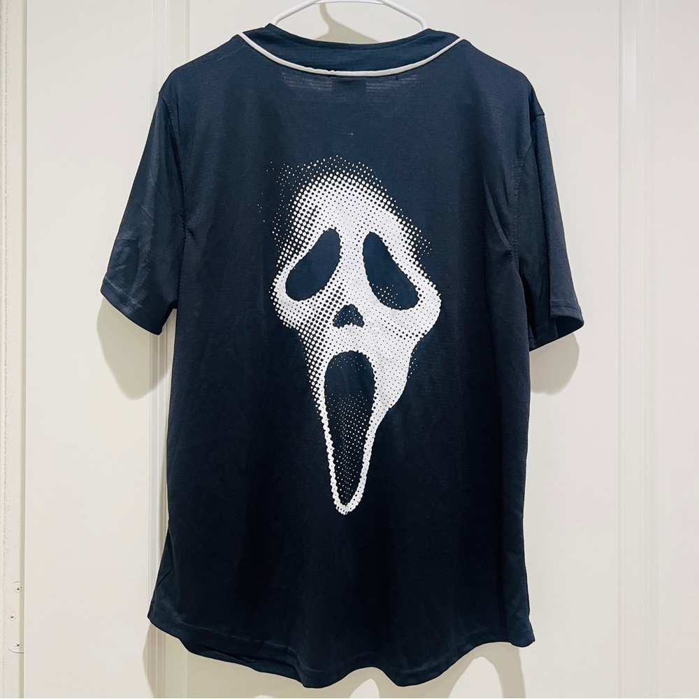 Ghost face Bioworld black scream movie baseball jersey Halloween SS shirt M